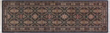 handmade Traditional Tabriz Black Pink Hand Knotted RUNNER 100% WOOL area rug 3x9